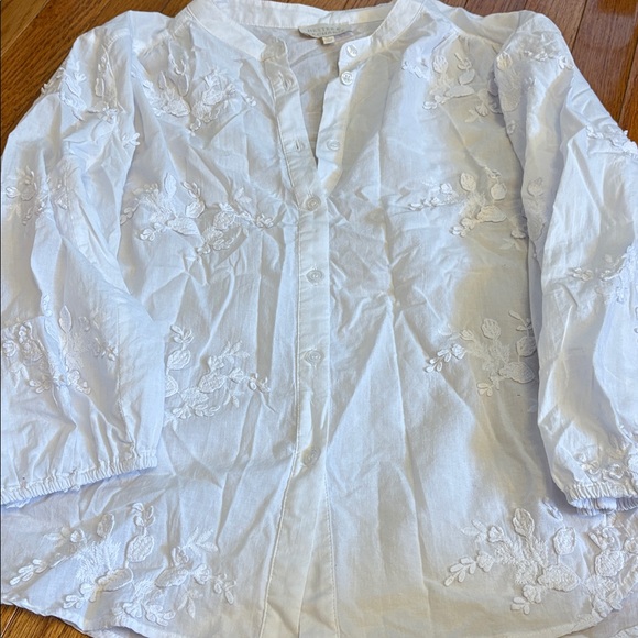 Hester & Orchard White Embroidered Romantic Button Down XL - Picture 1 of 3